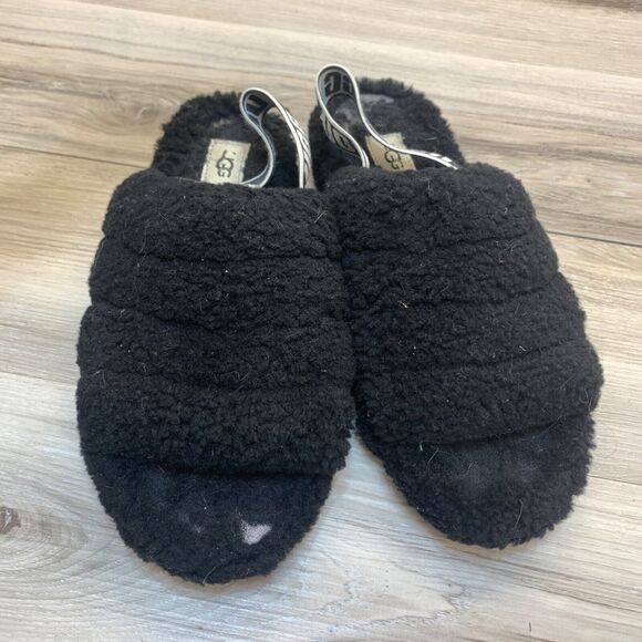 UGG Australia Fluff Yeah Slide Sandals Slingback Womens Size US 8 - Black - Picture 6 of 11